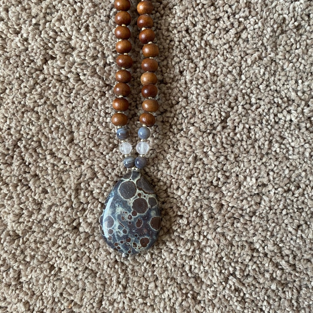 NWOT Boho Stone Mala Necklace Yoga